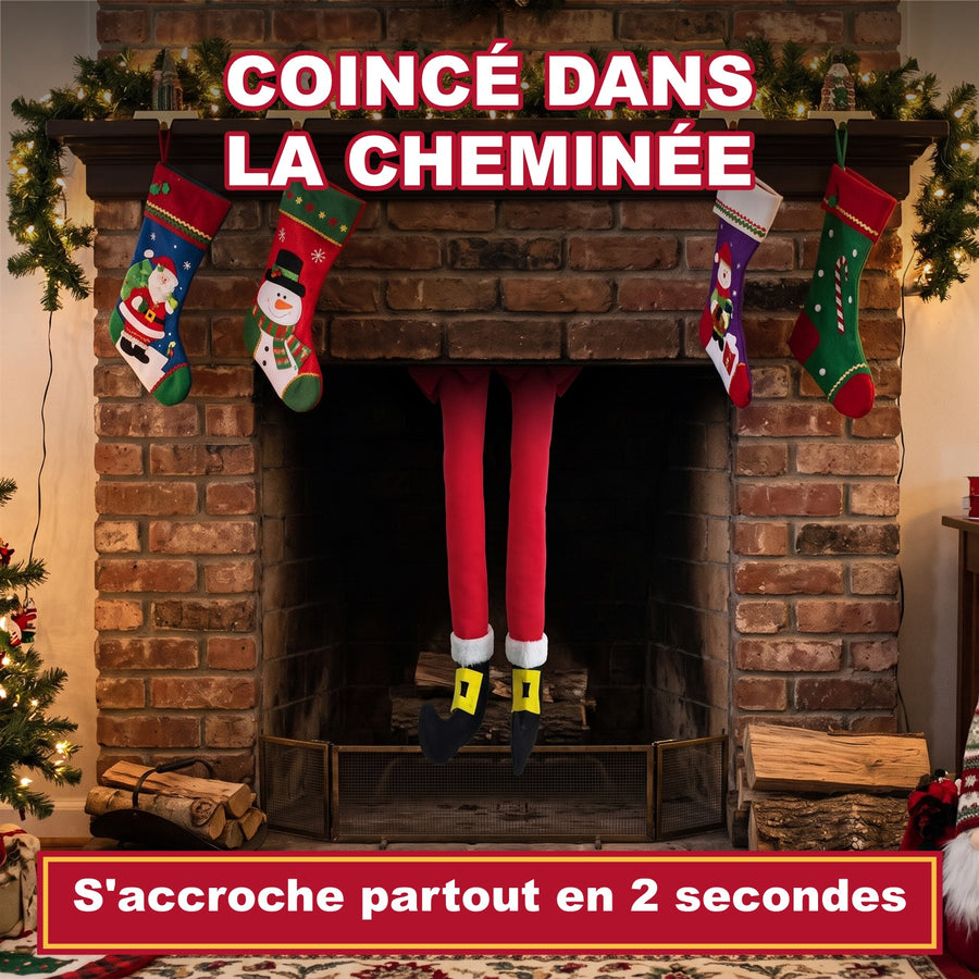 Jambes du Père Noël coincées dans la cheminée
